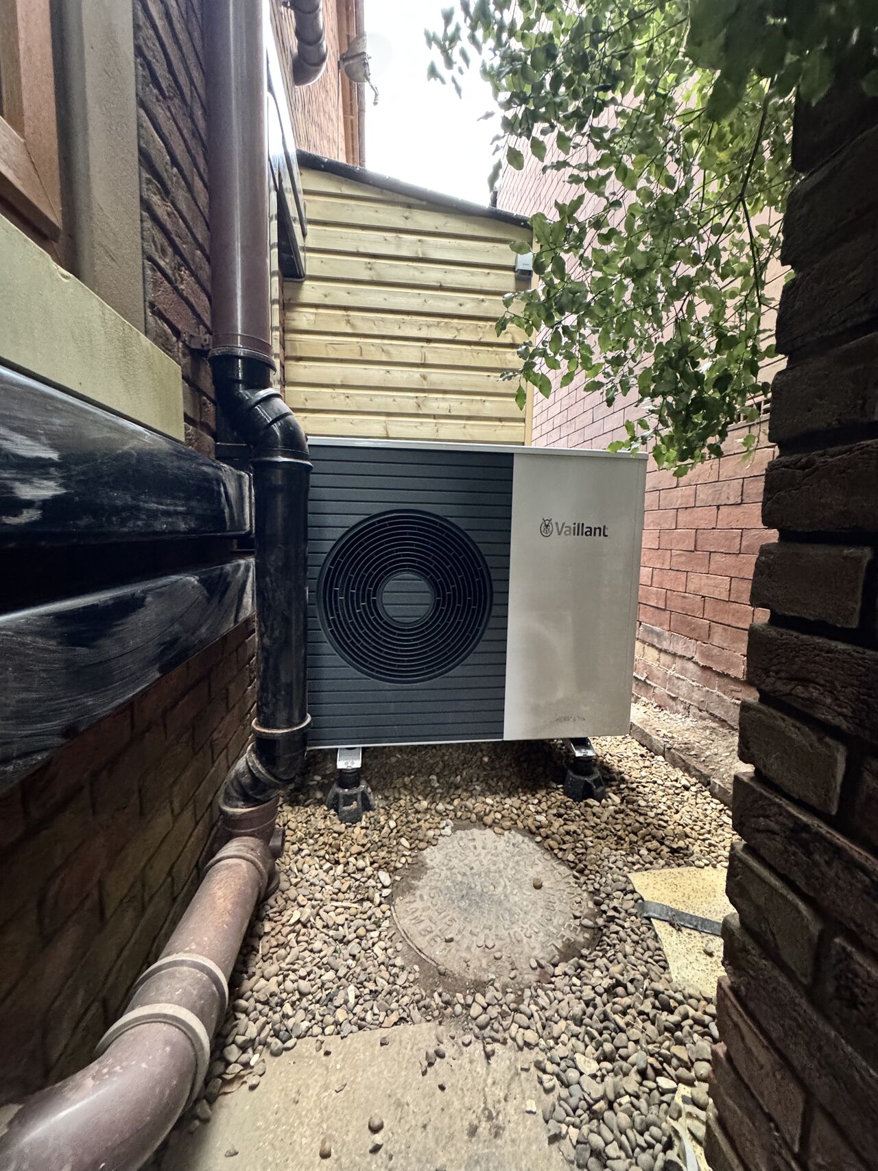 External cylinder with purpose built shed.